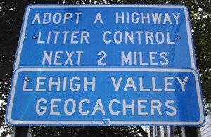 Lehigh Valley Geocachers Adopt A Highway Sign